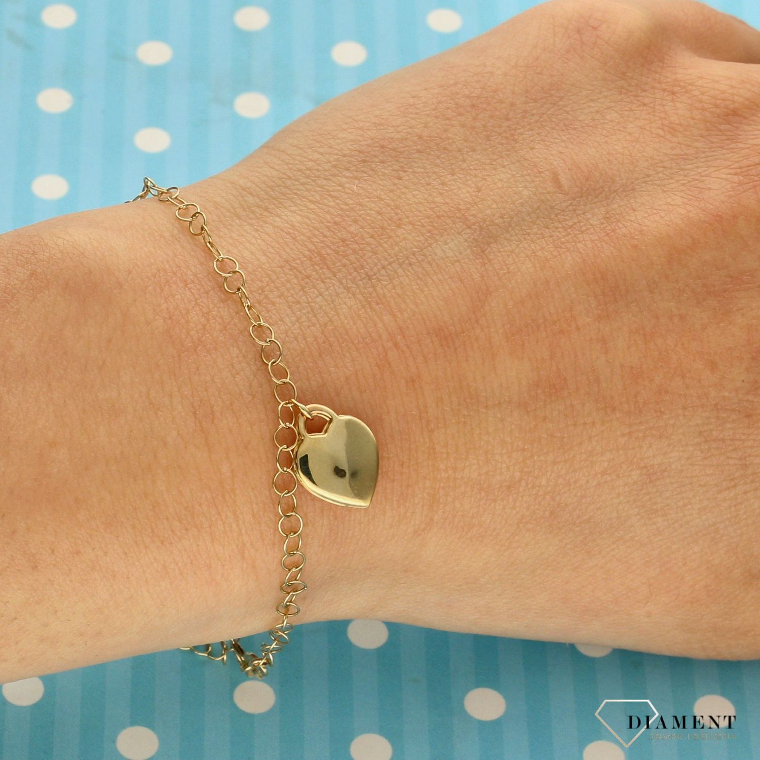 Złota bransoletka Dall'Acqua Gold z zawieszką w kształcie serca B FG 8035 (1).jpg